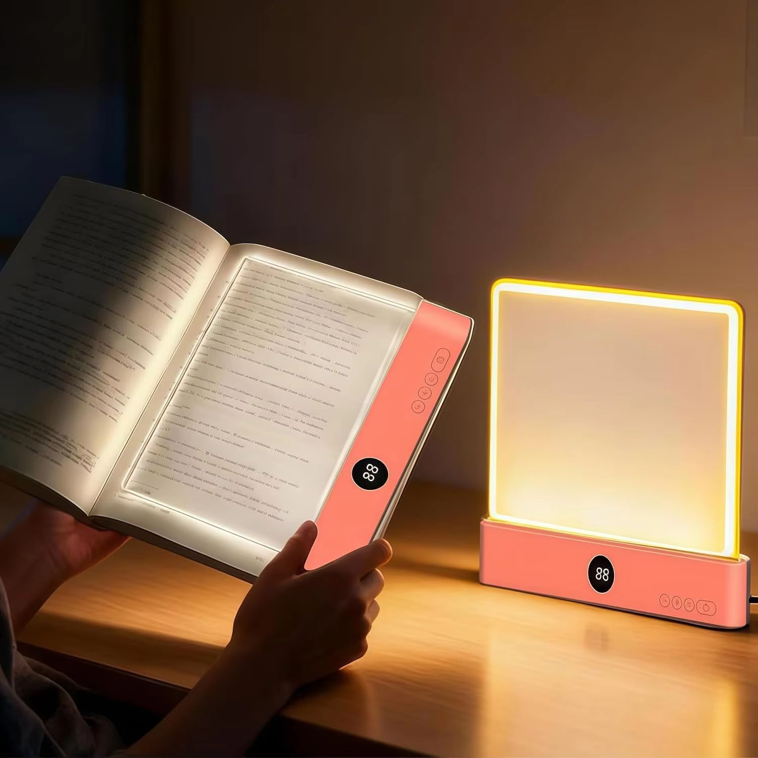 Book Light, Rechargeable Clear LED Flat Book Lights for Reading in Bed at Night with 3 Colors Dimmable Panel Plate Book Lamp