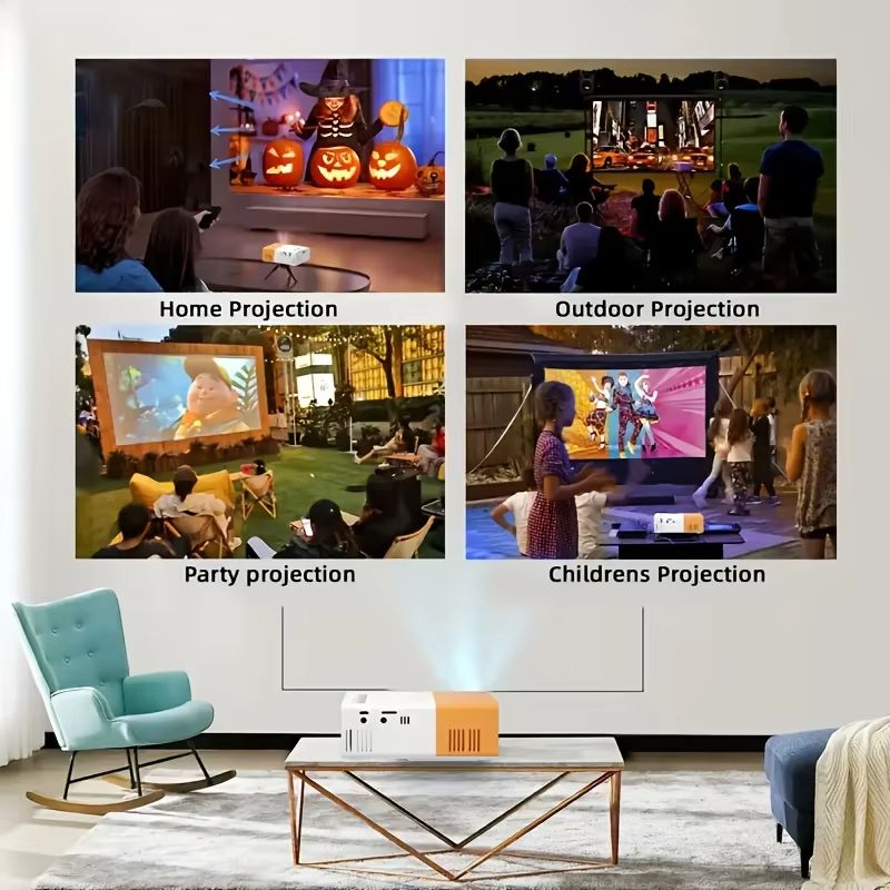 Powerful Mini Projector Portable Home Theater Powerful Native Support HDMI USB Connection Small Size for Outdoor Movie Night