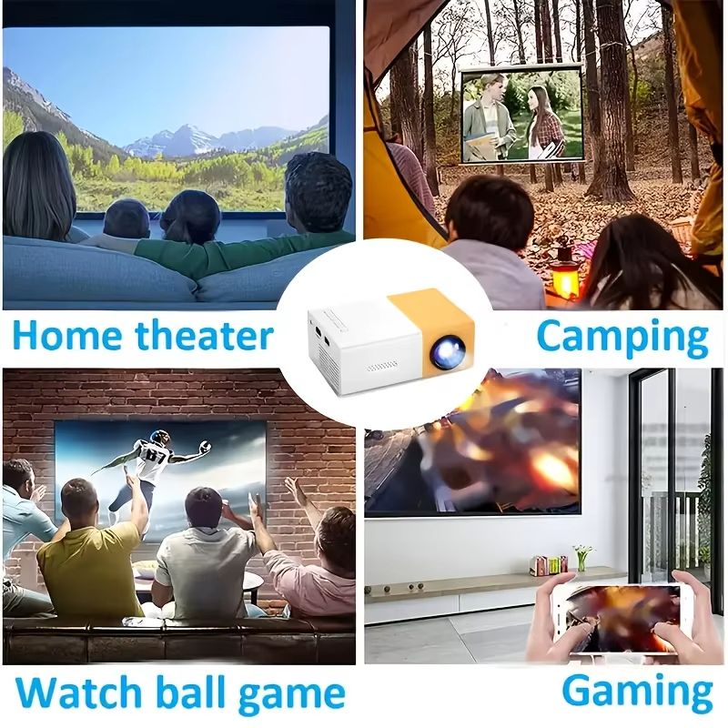 Powerful Mini Projector Portable Home Theater Powerful Native Support HDMI USB Connection Small Size for Outdoor Movie Night