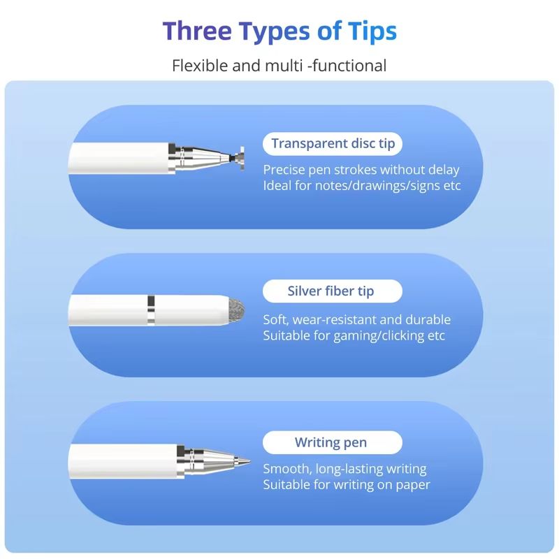 3 in 1 Universal Stylus Pen Pencil for iPad Samsung Xiaomi Huawei No Charging Phone Tablet Pen Screen Touch Pencil