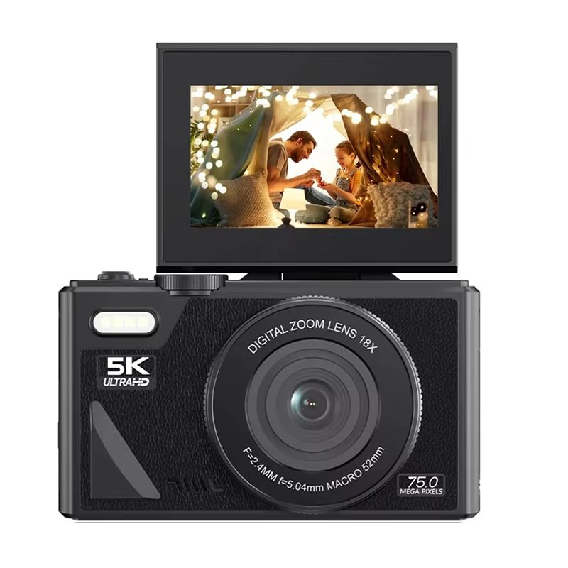 75MP Digital Camera 18X Digital Zoom 180°Flip Screen Professional Photography Flash Light AutoFocus WIFI for Ins Youtube Webcast