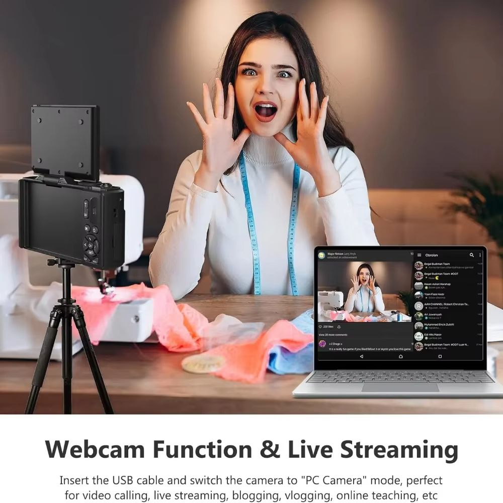 75MP Digital Camera 18X Digital Zoom 180°Flip Screen Professional Photography Flash Light AutoFocus WIFI for Ins Youtube Webcast