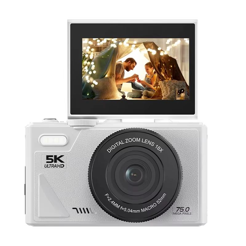 75MP Digital Camera 18X Digital Zoom 180°Flip Screen Professional Photography Flash Light AutoFocus WIFI for Ins Youtube Webcast