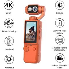 4K Handheld Sports Pocket Camera 180° Rotatable Screen WiFi Built-in Fill Light 2000mAh Motion Cam