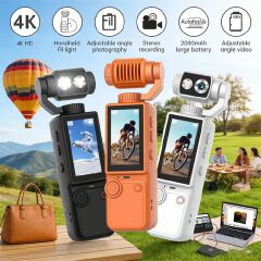 4K Handheld Sports Pocket Camera 180° Rotatable Screen WiFi Built-in Fill Light 2000mAh Motion Cam