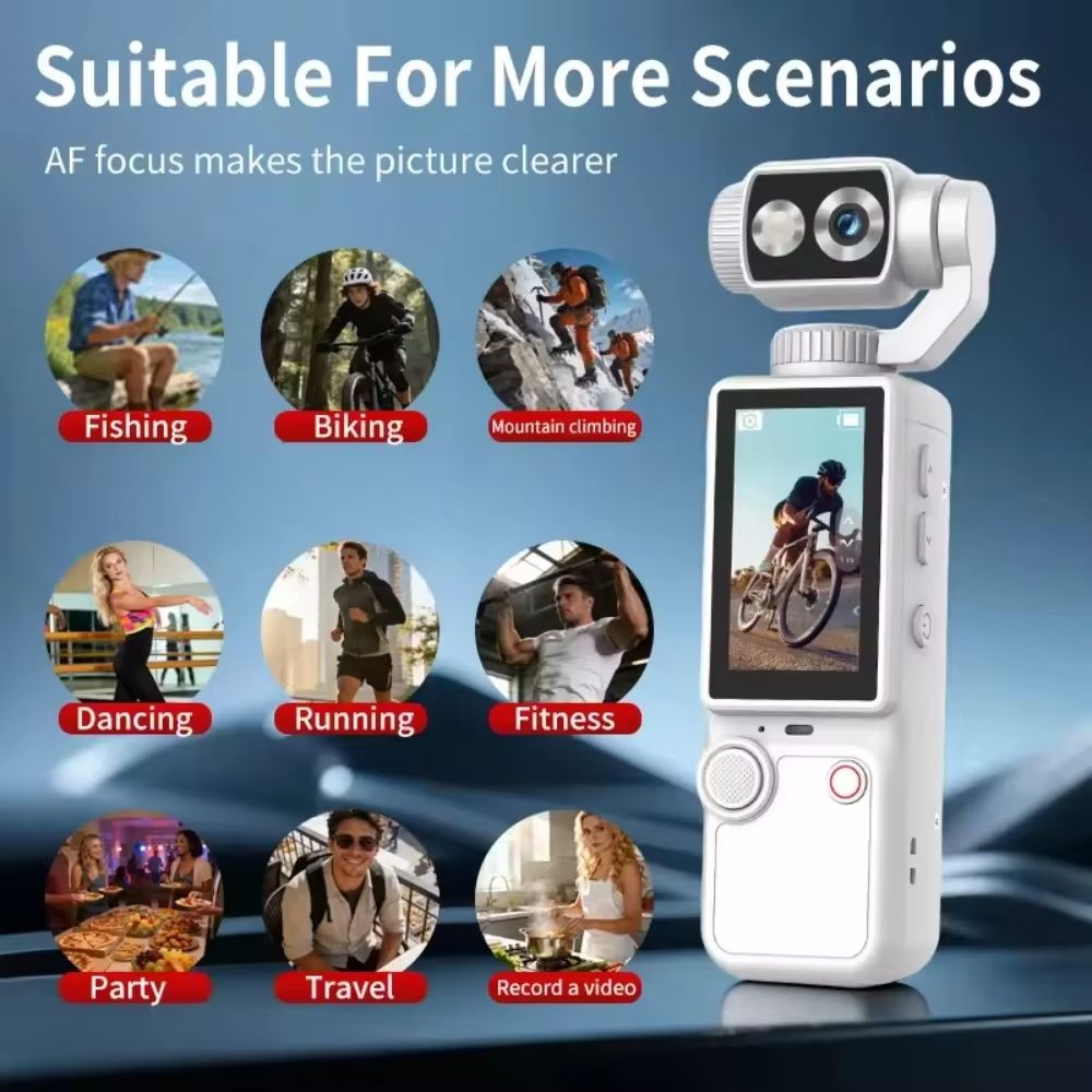 4K Handheld Sports Pocket Camera 180° Rotatable Screen WiFi Built-in Fill Light 2000mAh Motion Cam