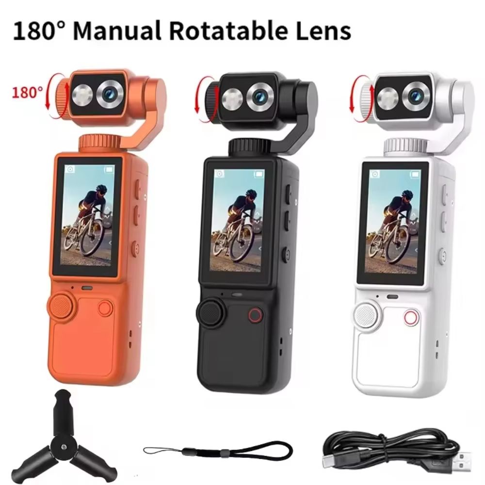 4K Handheld Sports Pocket Camera 180° Rotatable Screen WiFi Built-in Fill Light 2000mAh Motion Cam