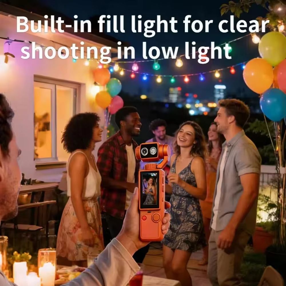 4K Handheld Sports Pocket Camera 180° Rotatable Screen WiFi Built-in Fill Light 2000mAh Motion Cam