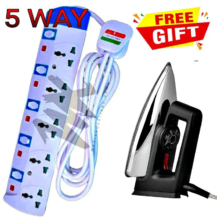 Electric Dry Iron Box White & Blue, Fast Heating Lightweight Ironbox for Home, Office & Hostel Use in Kenya with Non-Stick Soleplate