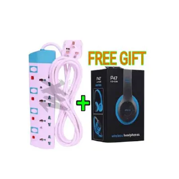 4-Way Power Extension Cable Socket with Safety Switch. Multi Plug Adapter for Home, Office & Travel in Kenya. Bonus Bluetooth Wireless Headphones Included