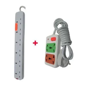 Power King Electronic 6 Way Multifunctional Plug Extension // EXTENTION 6WAY With Long Cable + GIFT TV HOLDER WALL MOUNT BRACKET FOR 15 INCH, 24INCH, 32 INCH & 43 INCH Smart Android Frameless TV