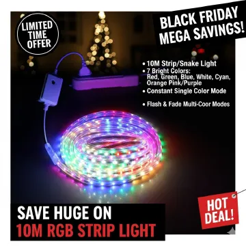 LED SMD 10m Strip Snake Light For Decoration With 7 Colors..Bright colours: red, green, blue, white, cyan, orange, pink/ purple. Constant single colour mode Flash and fade multi-colour modes