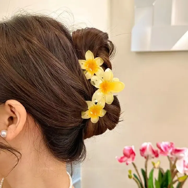 1pcs Candy colors large Flower Hair Clip for Women Elegant Temperament Shark Clip Fashionable Girl Hair claw