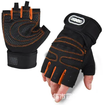 A pair Long Wrist Half-finger Gloves Men's And Women's Motorcycle Gloves Fitness Barbell Equipment Weightlifting Outdoor Sports Cycling Gloves Black