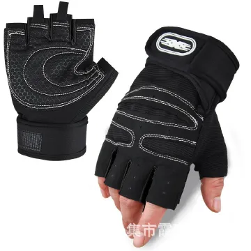 A pair Long Wrist Half-finger Gloves Men's And Women's Motorcycle Gloves Fitness Barbell Equipment Weightlifting Outdoor Sports Cycling Gloves Black