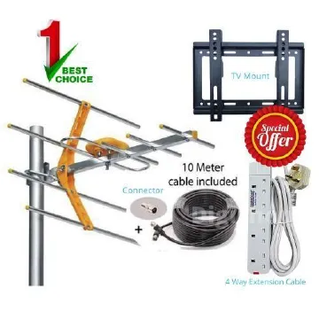 Digital TV Ariel//FREE CABLE,FREE CONNECTOR,Free Extension/FREE 14-42 Wall Mount