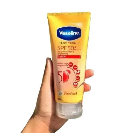 Vaseline Healthy Bright Serum SPF50+ PA++++ Bright Sunscreen Body Lotion Sun Protection With UVA UVB Defense Brightening Moisturizing Serum For Soft Smooth Skin Non Greasy Fast Absorbing Sunblock