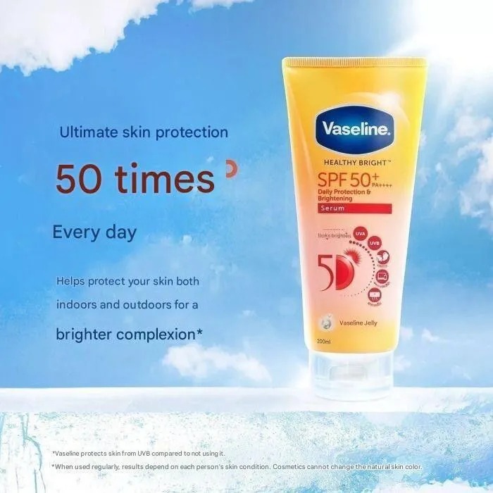 Vaseline Healthy Bright Serum SPF50+ PA++++ Bright Sunscreen Body Lotion Sun Protection With UVA UVB Defense Brightening Moisturizing Serum For Soft Smooth Skin Non Greasy Fast Absorbing Sunblock