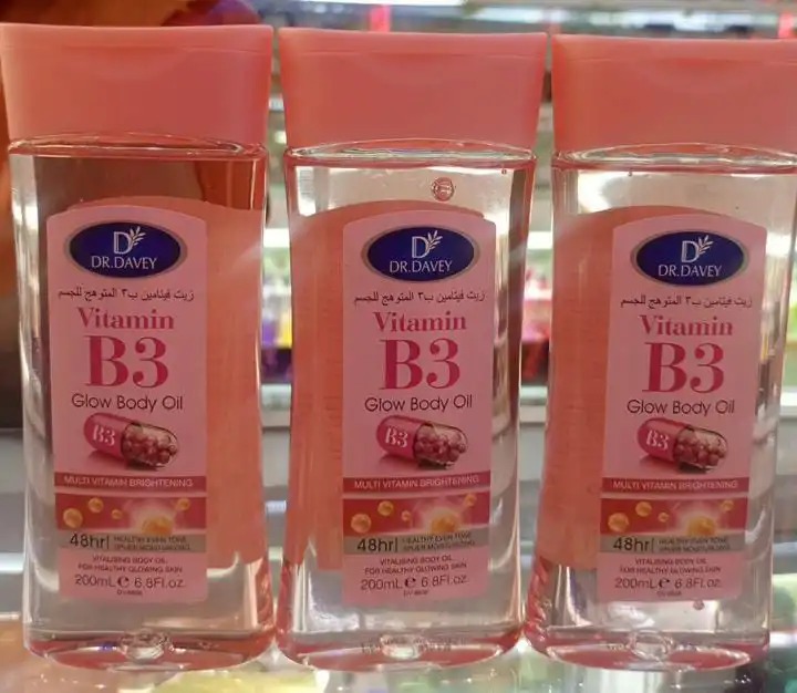 Dr Davey Vitamin B3 GLOWING & Brightening Body Oil. Moisturizes, Glows, Evens the skin tone, Soothes Rough & Dry skin & Gives a radiant looking skin.
