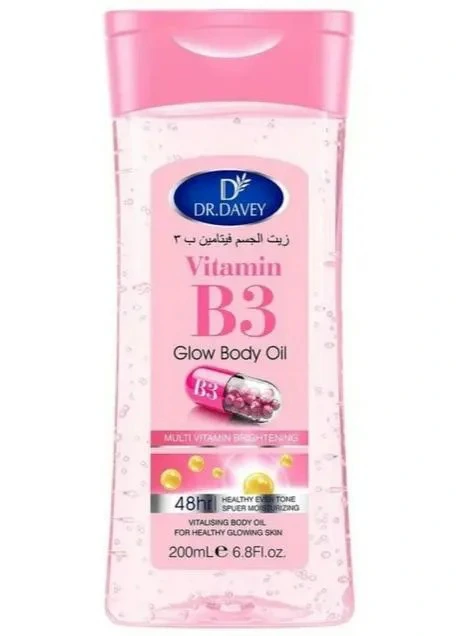 Dr Davey Vitamin B3 GLOWING & Brightening Body Oil. Moisturizes, Glows, Evens the skin tone, Soothes Rough & Dry skin & Gives a radiant looking skin.