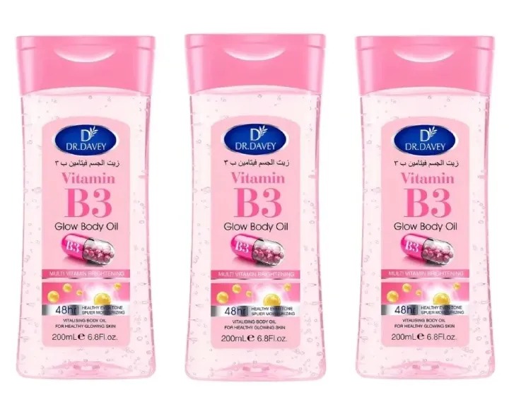 Dr Davey Vitamin B3 GLOWING & Brightening Body Oil. Moisturizes, Glows, Evens the skin tone, Soothes Rough & Dry skin & Gives a radiant looking skin.