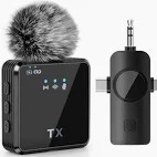 F11-2 3 in 1 Wireless Microphone, Noise Cancellation Wireless Mic for Youtubers, Video Recording, Facebook, Compatible with Type-C Android/iPhone/Cameras/Laptop