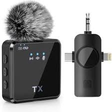 F11-2 3 in 1 Wireless Microphone, Noise Cancellation Wireless Mic for Youtubers, Video Recording, Facebook, Compatible with Type-C Android/iPhone/Cameras/Laptop