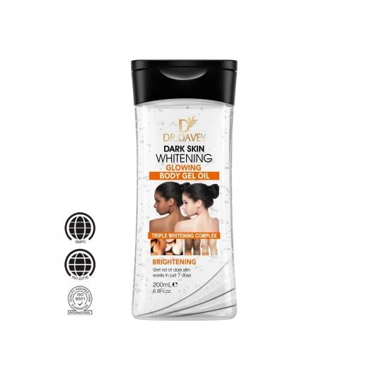 Dr. Davey Dark Skin Whitening Glowing Body Gel Oil, Brightening & Moisturizing Skin Care Gel with Triple Whitening Complex for Even Tone, Smooth Radiant Skin 200ml