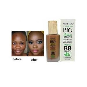 Kiss Beauty Bio Detox Organic Foundation, Medical BB Lightweight Full Coverage Makeup, Moisturizing Brightening Face Cream, Oil Control Long Lasting Natural Finish Cosmetic