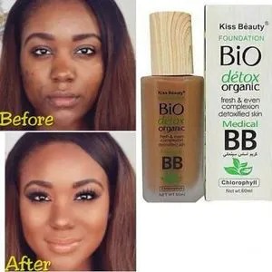 Kiss Beauty Bio Detox Organic Foundation, Medical BB Lightweight Full Coverage Makeup, Moisturizing Brightening Face Cream, Oil Control Long Lasting Natural Finish Cosmetic