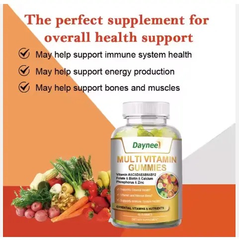 Daynee Multi Vitamin Vegan Gummy Adult Vitamins Supplement Multivitamin Gummies. Multivitamin Gummies with Calcium and Zinc Multi Vitamins ,Health Support Dietary Supplement 60 Gummies