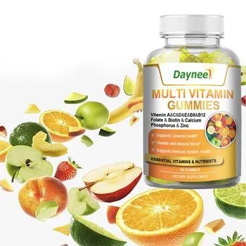 Daynee Multi Vitamin Vegan Gummy Adult Vitamins Supplement Multivitamin Gummies. Multivitamin Gummies with Calcium and Zinc Multi Vitamins ,Health Support Dietary Supplement 60 Gummies
