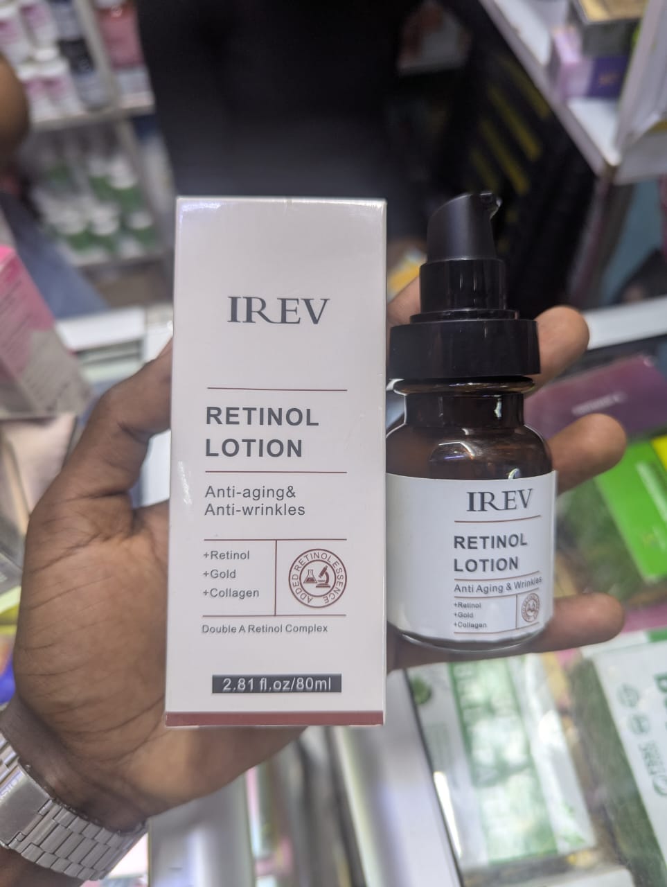 IREV Retinol Lotion 80ml Anti-Aging Face Serum with Retinol, Collagen & Gold for Wrinkle Reduction, Skin Firming, Brightening and Smooth Skin Care