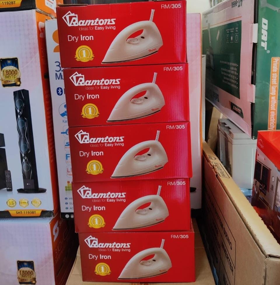 Ramtons Dry Iron RM305 – Heavy Duty Electric Iron Box, Non-Stick Soleplate, Adjustable Temperature Control, Fast Heating & Durable Design for Home Use