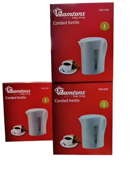 Ramtons Corded Electric Kettle 1.7 Litres RM399 Fast Boil 2200W Kitchen Water Kettle with Auto Shut-Off, Boil-Dry Protection, Safety Lock Lid, Water Level Gauge & Anti-Slip Base for Home & Office
