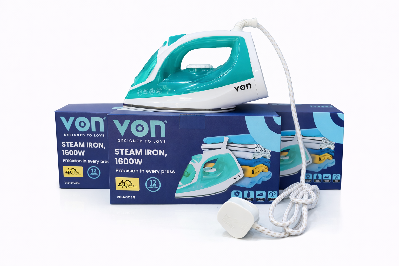 Von Steam Iron 1600W – Powerful Steam, Fast Heating & Smooth Ironing for Perfect Clothes