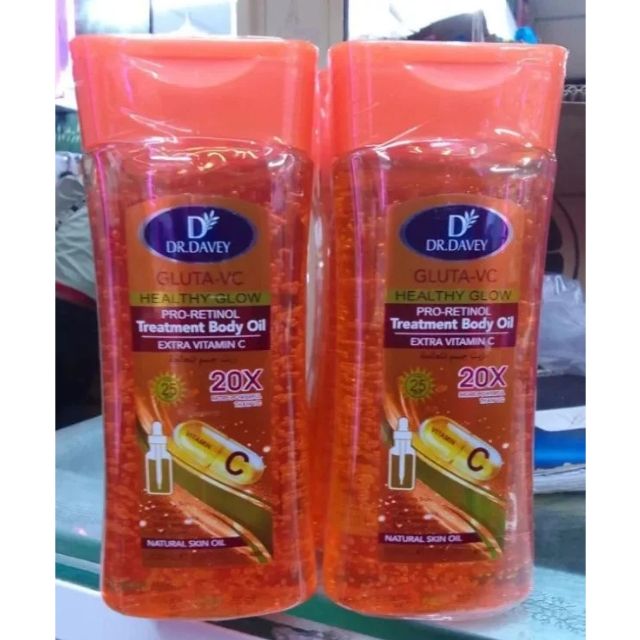 Dr Davey Gluta-VC Healthy Glow Pro-Retinol Treatment Body Oil 200ml – Extra Vitamin C Brightening Serum, Anti-Aging, Dark Spot Remover, Whitening, Firming & Radiant Skin Care