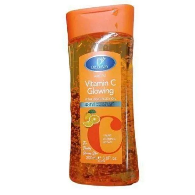 Dr Davey Gluta-VC Healthy Glow Pro-Retinol Treatment Body Oil 200ml – Extra Vitamin C Brightening Serum, Anti-Aging, Dark Spot Remover, Whitening, Firming & Radiant Skin Care