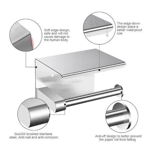 Wall Mounted Toilet Tissue Rack Accessories SUS304 Toilet Roll