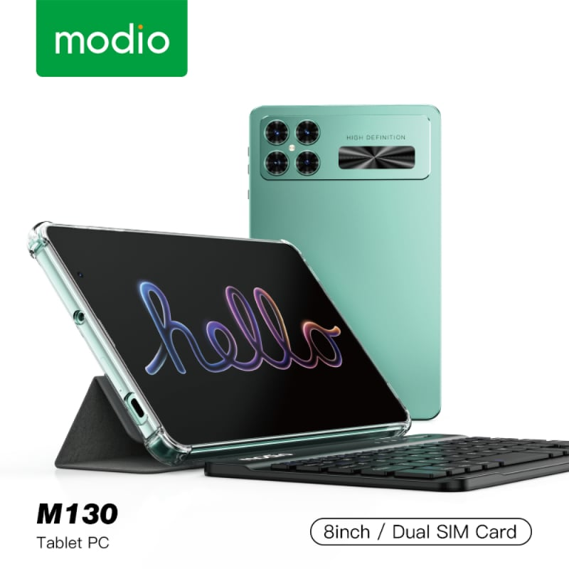 SPECIAL OFFER !! MODIO  M130  Tablet PC, Display 8"inch, Memory 512GB + 8GB RAM,   Dual SIM, Flip case, Keyboard & Touch pen Tablet