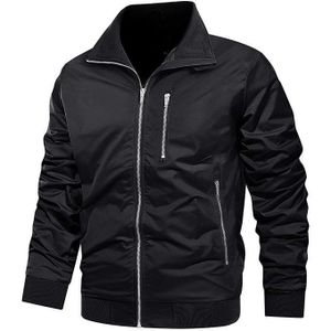 Men Contrast Rib-knit Trim Bomber Jacket.