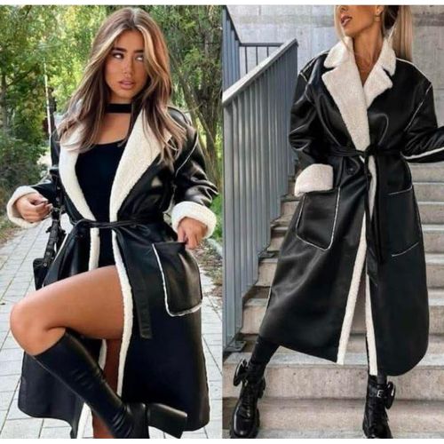 Ladies Long Leather Fancy Jacket