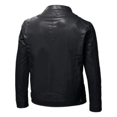 Gukbis Stylish and Durable Men's PU Leather Biker Jacket - Black