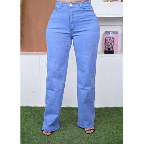 Ladies Jeans/Straight Jeans/Mummy Jeans / MUM JEANS-BLUE.