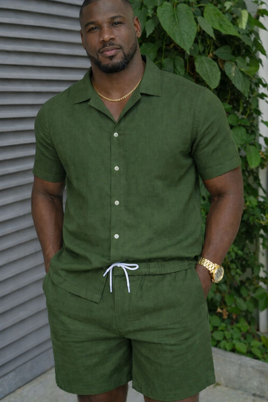 Men’s Casual Short Sleeve Shirt & Shorts Set – Stylish Summer 2-Piece Outfit