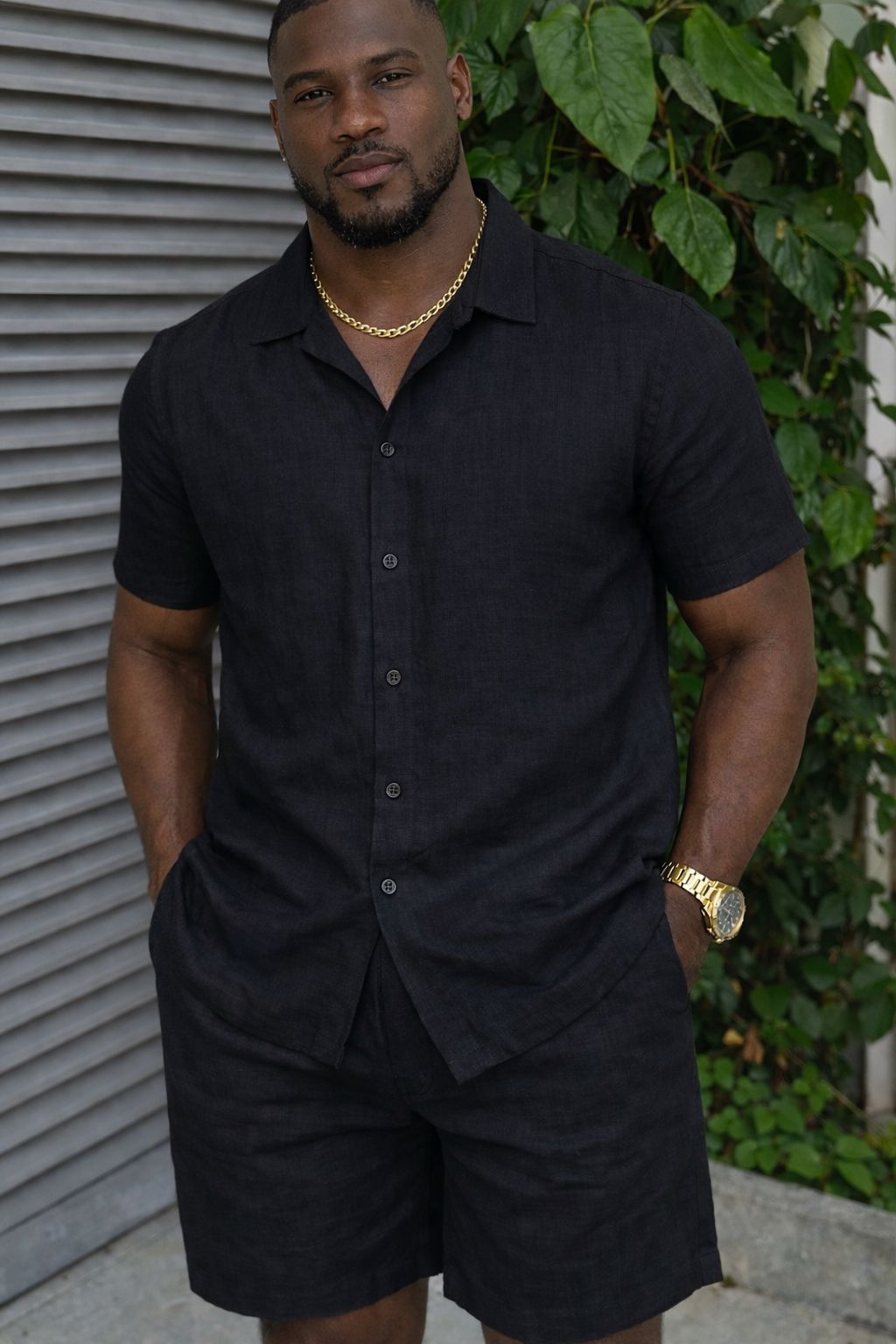 Men’s Casual Short Sleeve Shirt & Shorts Set – Stylish Summer 2-Piece Outfit