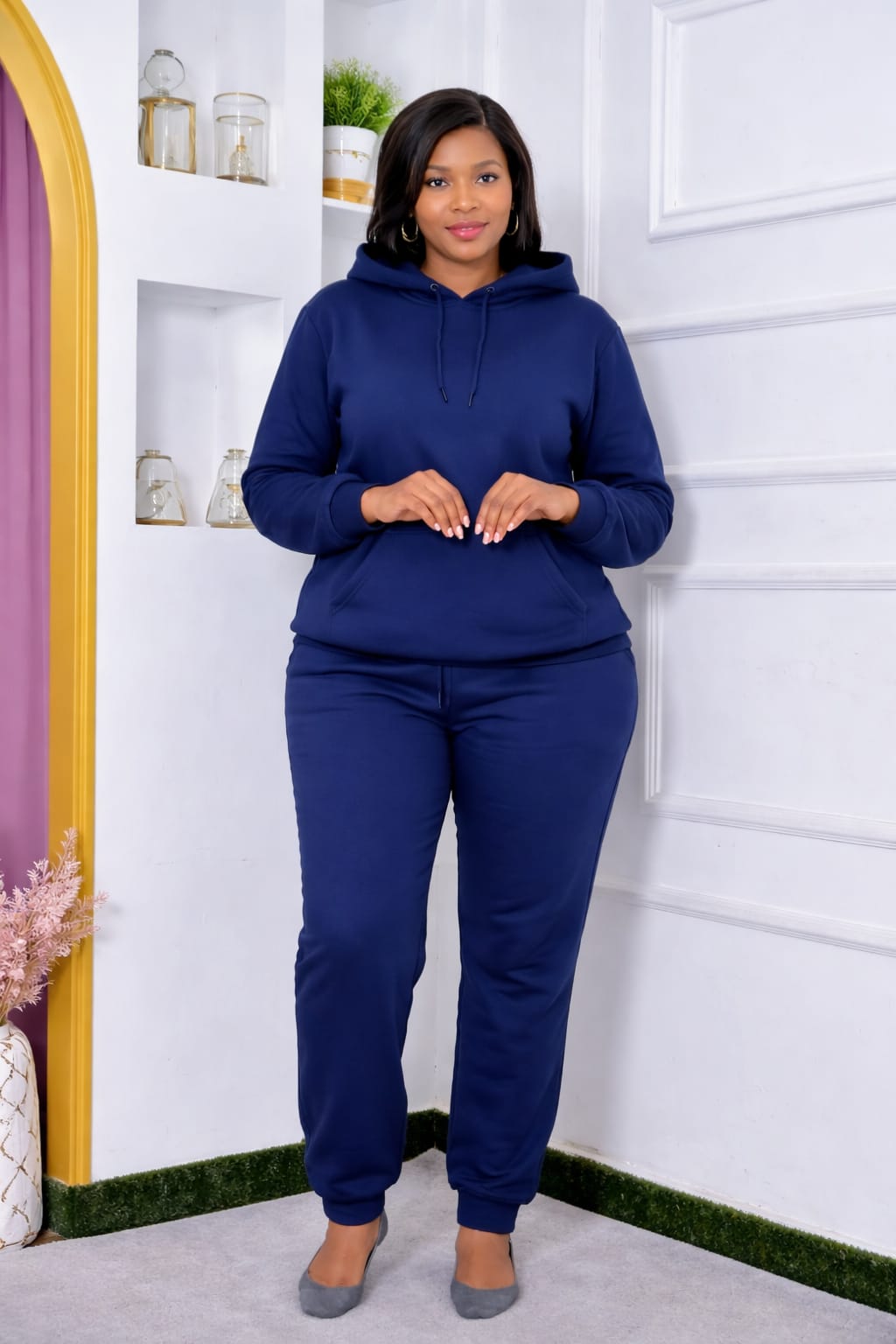 Women’s Casual Hooded Tracksuit Set – Comfortable 2-Piece Jogger Outfit