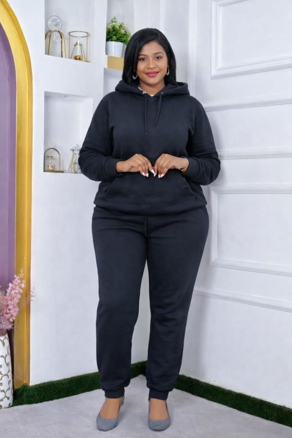 Women’s Casual Hooded Tracksuit Set – Comfortable 2-Piece Jogger Outfit