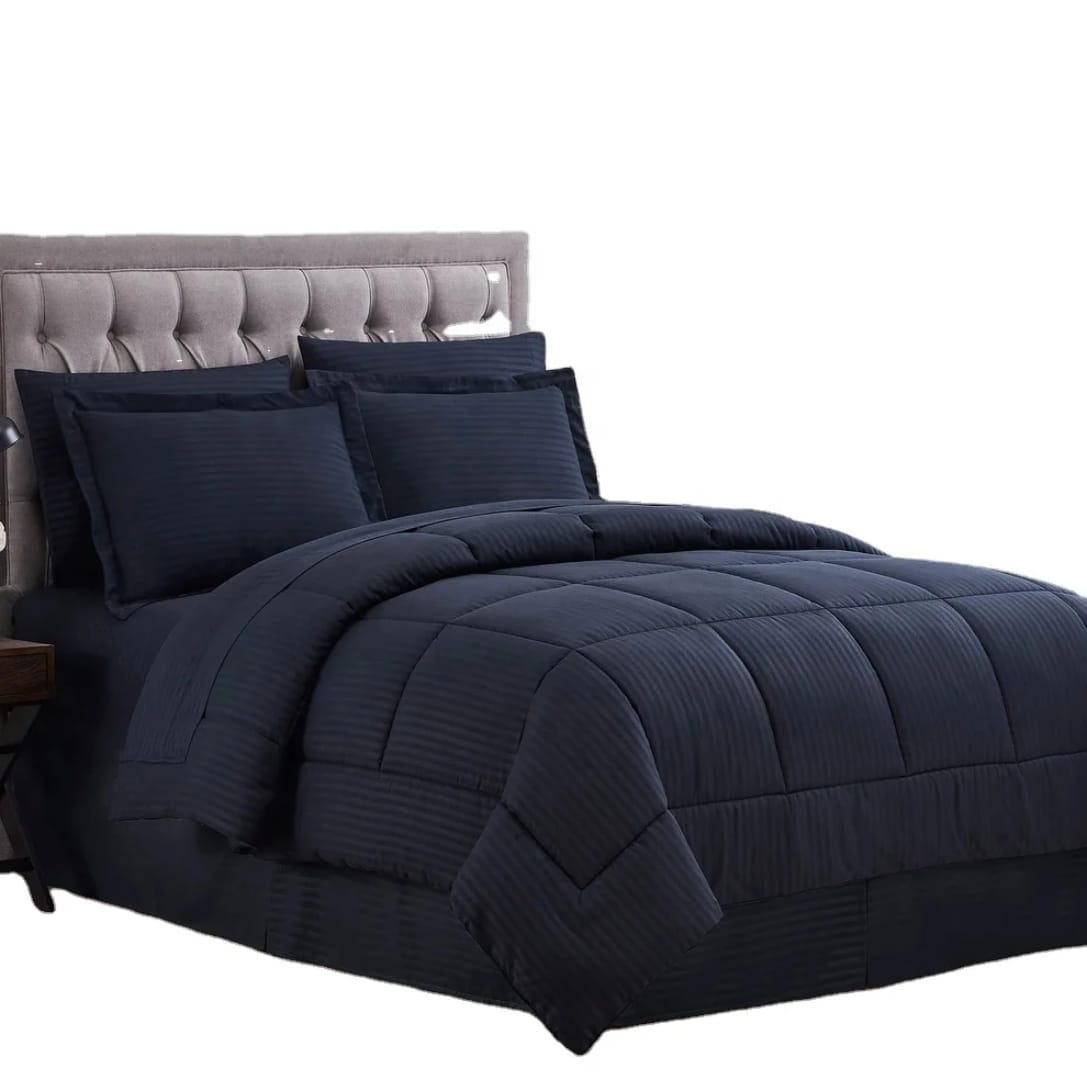 Extra King size[ 7×8]Cotton Stripped Duvet Set 😇ELEGANT FASHION DESIGN ✨️ 😍 1 duvets 1 bedsheet 2 pillowcases size 7*8 This super soft, stylish duvet is guaranteed to make your nights simply ma