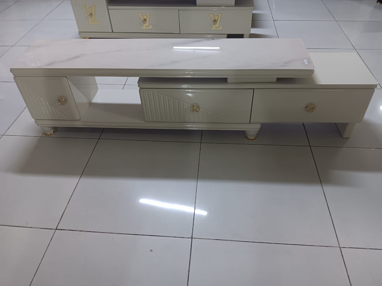 ON OFFER! Modern TV Stand 6FT Wooden with Marble Top With LED Lights Can Fit upto 55 Inch TV High Quality TV Stands Stylish Classic and Durable